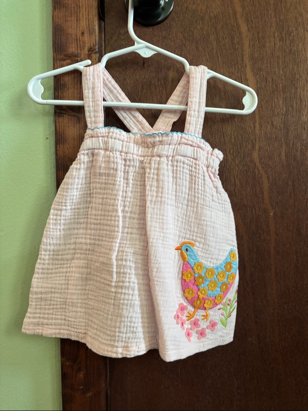 Mudpie Muslin Dress with Floral Chicken Embroidery